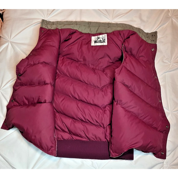 Vintage Woolrich Puffer Down Vest Jacket Beige Insulated Button-Up M/L - Picture 4 of 9